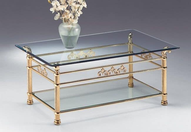 VIVALDI 1064, Table for the center hall, in polished brass, for living room