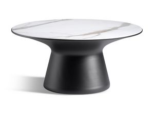 Zhor, Round metal table with porcelain stoneware top
