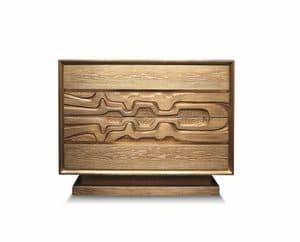 Lyra, Chest of drawers in art deco style, gold leaf finish
