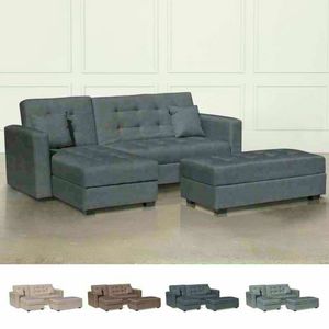 Corner Sofa Bed With 3 Seater Peninsula With Pouf MADREPERLA Container Ready Bed, Container sofa bed with peninsula