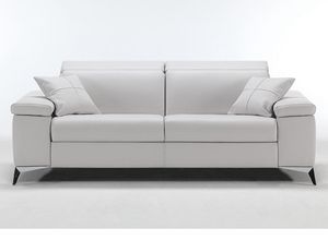 Monaco, Sofa bed in white natural leather