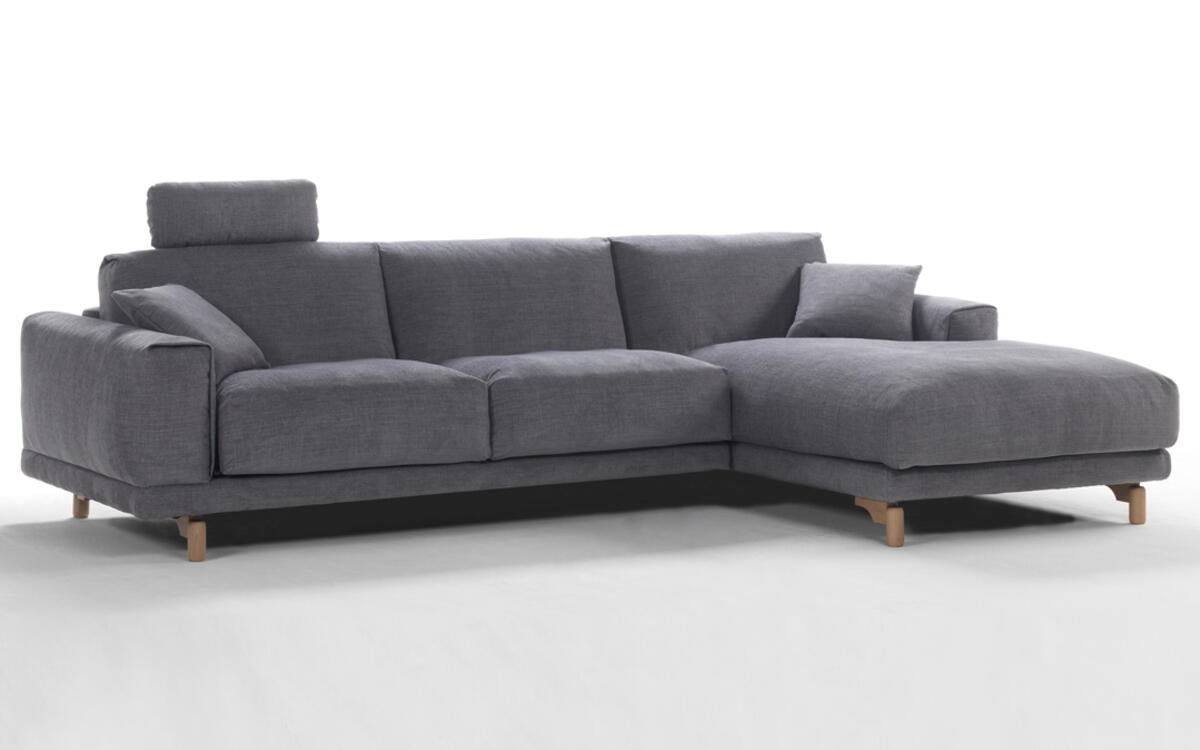 Oslo with chaise longue, Sofa bed with chaise longue and headrest