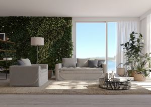 Scott, Sofa bed with compact lines, with topper on the seat