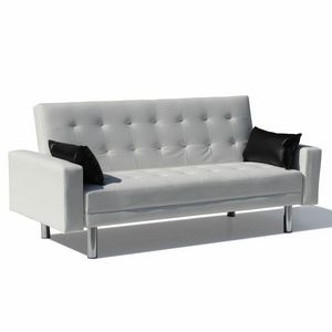 Sofa Bed 2 Seats in Faux Leather with Armrests and Cushions AGATA - DI1748PUB, Sofa bed, in imitation leather