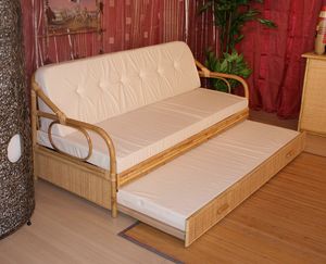 Sofa bed Giunco, Sofa bed with cane structure, ethnic style