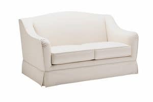Accademia Due, Two-seater sofa, upholstered in white cotton cloth
