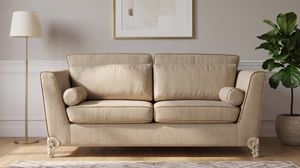 Art. 1879/L2, Two-seater sofa, covered in fabric, carved feet