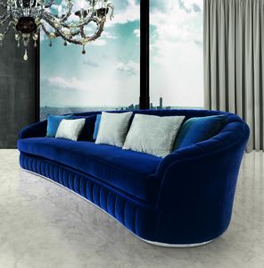 Art. DV 01015, Blue velvet sofa, metal base