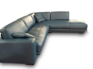 Daytona with peninsula, Leather sofa for living room, sofa with chaise lounges for living rooms