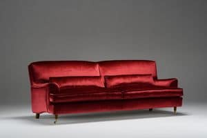 Didone, Sofa in red velvet, classic style