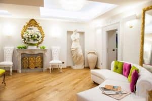 Sofa Via Condotti 2, Classic sofa for residential use, fabric covering, semicircular modular, for living rooms