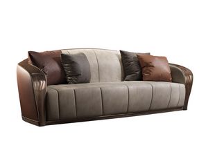 Il Castagno, Leather sofa with vertical decorative stitching