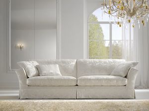Leonardo, Elegant sofa with slightly open armrests