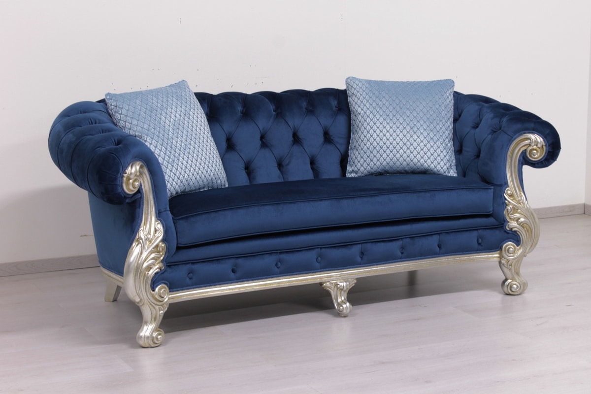 Manchester 2-seater, Sofa luxury classic, with quilted padding