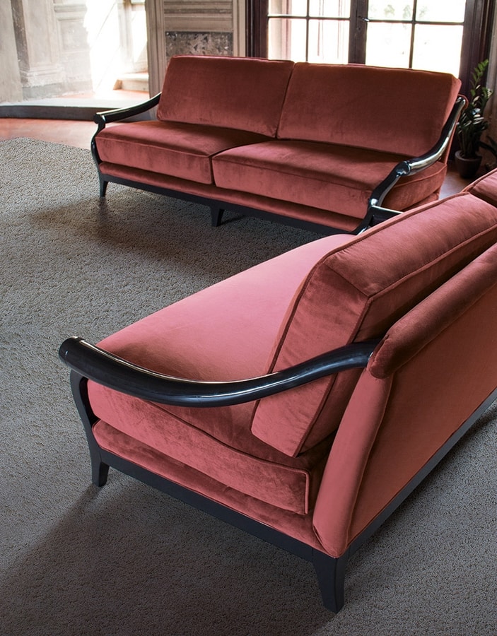 Wooden sofa, covered in fabric IDFdesign