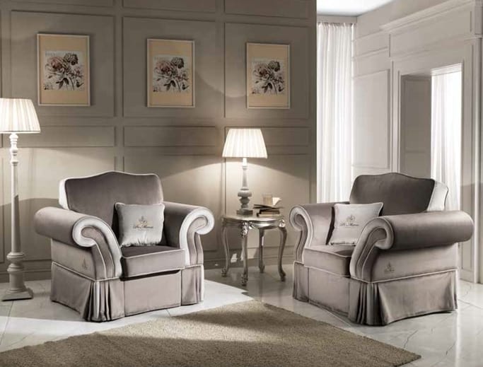 MORFEUS armchair, Classic armchair upholstered in fabric