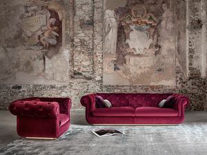Opera Sofa, Tufted sofa, upholstered in velvet or leather