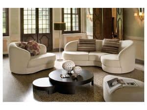 Piano, Sofa in classic style, curved lines, in polyurethane