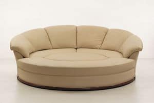 Planet, Round sofa covered in leather, modular