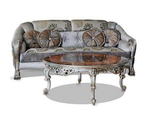 Prince, Luxury sofa hand carved, upholstered in rich fabrics