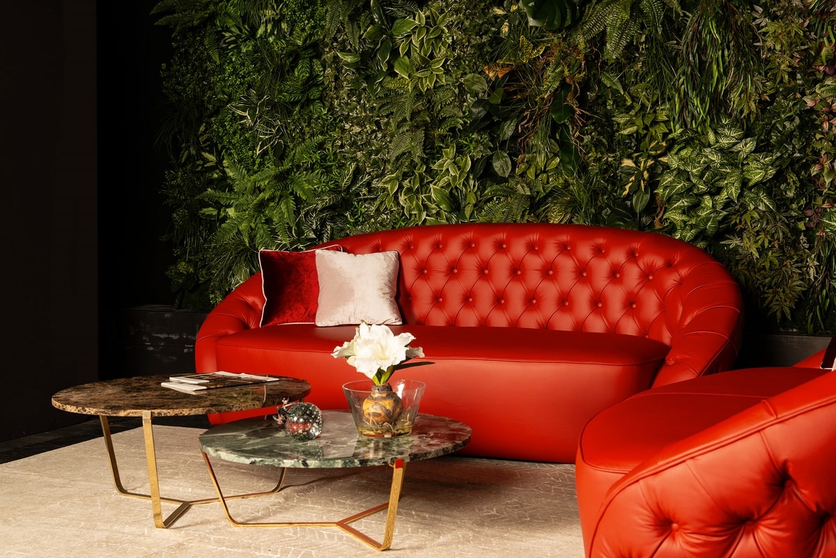 Round sofa, Velvet sofa with a classic design