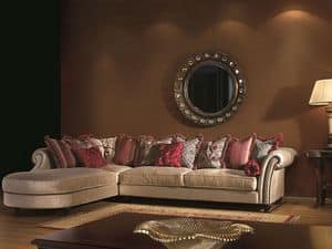 SHON sofa 8541L, Classic sofa, in beech, poplar and polyurethane