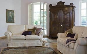 Silvio, Contemporary classic sofa, with fabric upholstery
