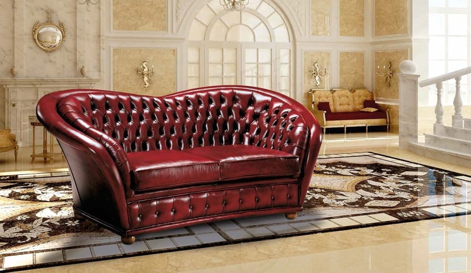 VERSAILLES, Tufted sofa covered in leather