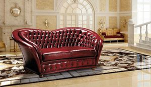 VERSAILLES, Tufted sofa covered in leather