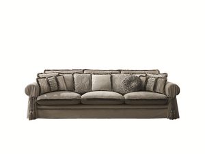 William, Classical sofa, with trimmings always matched with chosen fabrics
