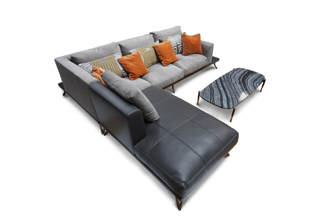 ARES sofa GEA Collection, Sofa with chaise longue covered in leather