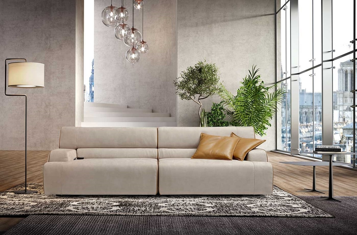 Babouche, Modular sofa, with electric relaxation functions