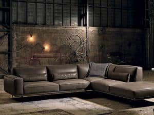 BRERA 3, Corner and modular sofa, in leather