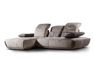 Cassandra, Sofa with chaise longue, reclining backrest