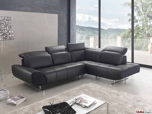 Domino, A modern corner sofa with high feet in chromed steel
