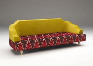 Gentile, Upholstered sofa for living room, Design sofa