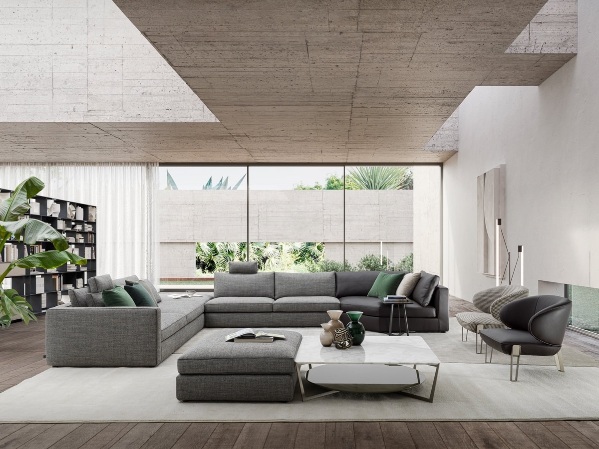 Laguna, Sofa with simple lines and soft volumes
