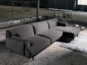 SALINA 3, Modular sofa covered in fabric, with chaise longue