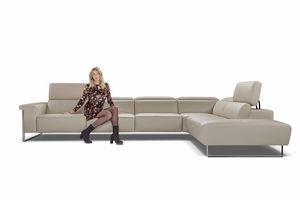 So chic, Corner leather sofa with headrest