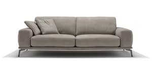 Tivoli fixed, Sofa with polyurethane foam and leather cushions with removable covers