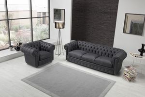 Windsor, Leather sofa with tufted upholstery