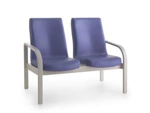 Marta 09 2P, Upholstered bench, 2-seater, ergonomic, for nursing home