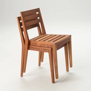 MD1 Stackable Chair, Stackable outdoor chair, in iroko wood
