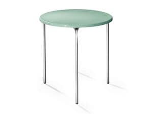 Table  72 cod. 01, Round table, top in polypropylene, aluminum legs