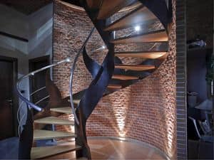 BE.09, Helicoidal staircase with lighted handrail