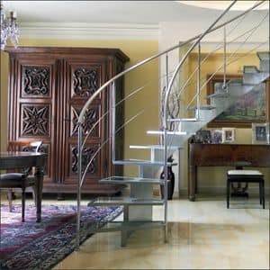 BG.08, Open staircase with treads made of steel and shatterproof glass