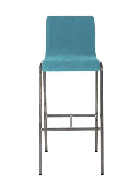 Art.Niù barstool, Metal barstool with padded seat for the kitchen, bar and hotel