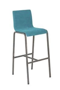 Art.Niù barstool, Metal barstool with padded seat for the kitchen, bar and hotel