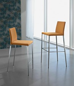 Asia S, Steel stool, upholstered seat and back