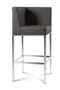 Corner, Stool with angular backrest in eco-leather